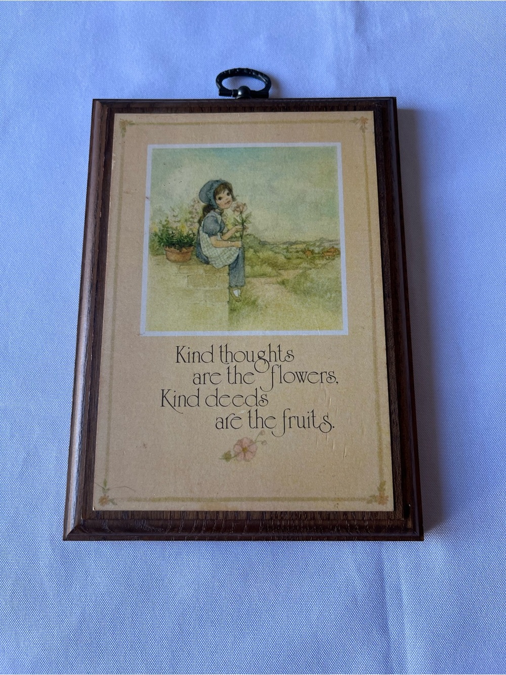 Vintage 1970s Springbok Hallmark Wood Wall Plaque 400DE1009 Kind Thoughts Quote
